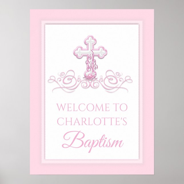 Girl Baptism Christening First Communion Signs Poster (Framsidan)