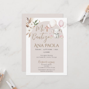 Girl Baptism Investigation in Spain Boho Inbjudningar