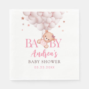 Girl Barly Wait Rosa Bear Baby Shower Napkins Pappersservett