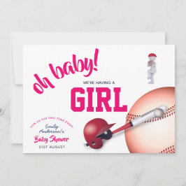 GIRL Baseball Baby Shower ROSA Blue-inbjudningar Inbjudningar