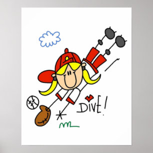 Girl Baseball Player Stick figur Poster