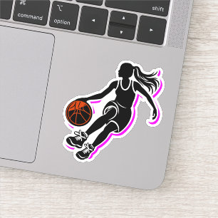 Girl Basketball Dribbling Silhouette Sticker Klistermärken
