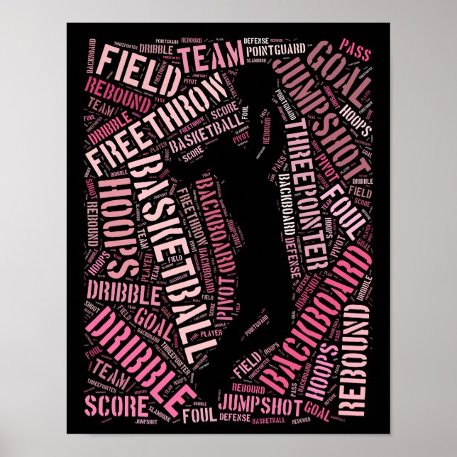 Girl Basketball Player Ord Art Poster (Framsidan)