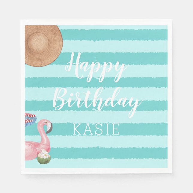 Girl Bassäng Födelsedagsfest Pappersservett (Framsidan)