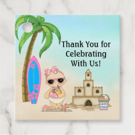 Girl Beach Baby Sandcastle, Surfboard Baby Shower Gåvor Etiketter