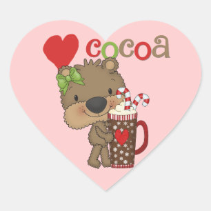 Girl Bear Cocoa Kärlek Hjärtformat Klistermärke