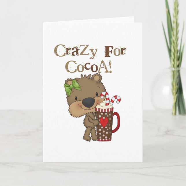 Girl Bear Crazy for Cocoa Helgkort (Framsida)
