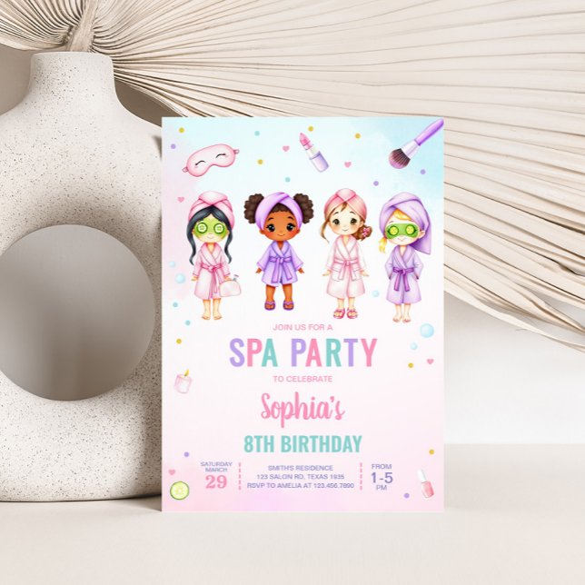 Girl Beauty Spa Party Födelsedagsfest Inbjudningar (Beauty Spa Party Birthday Party Invitation)