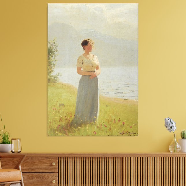 Girl Beside A Fjord Canvastryck (Insitu (Vardagsrum))