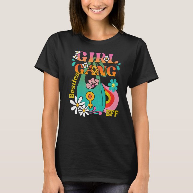 Girl Best Friend Besties Boho Hippie Groovy 70s Bf T Shirt (Framsida)