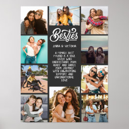 Girl Besties 10 Photo anpassningsbar text grått-ba Poster