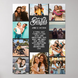 Girl Besties 10 Photo anpassningsbar text grått-ba Poster