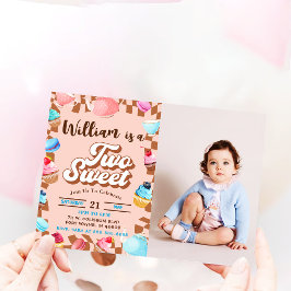 Girl Birthday Candy Two Sweet Party Inbjudningar