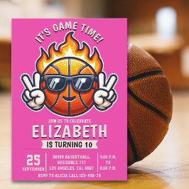 Girl birthday party with a basketball Ball theme Inbjudningar