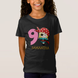 GIRL Birthday Pirat 9th Namn T-Shirt