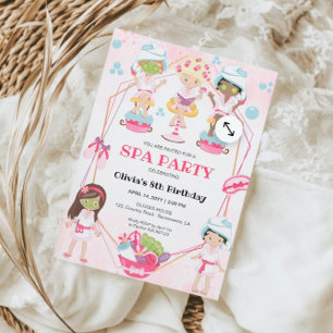 Girl Birthday Spa and Makeup Inbjudningar
