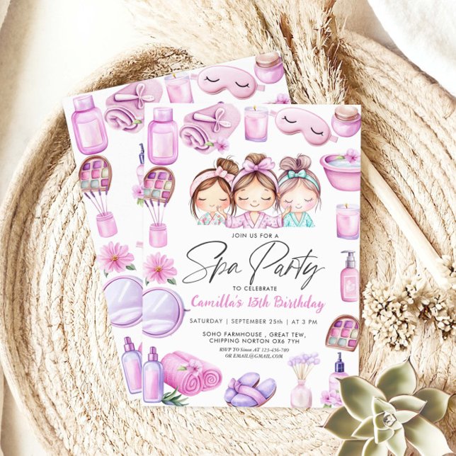 Girl Birthday Spa Party Inbjudningar (Skapare uppladdad)