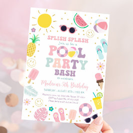 Girl Boho Hippie Bassäng Party Birthday Inbjudningar