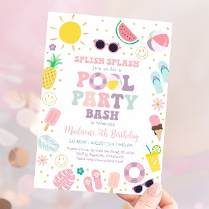 Girl Boho Hippie Bassäng Party Birthday Inbjudningar