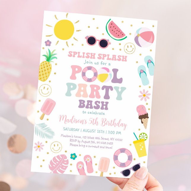 Girl Boho Hippie Bassäng Party Birthday Inbjudningar (Skapare uppladdad)