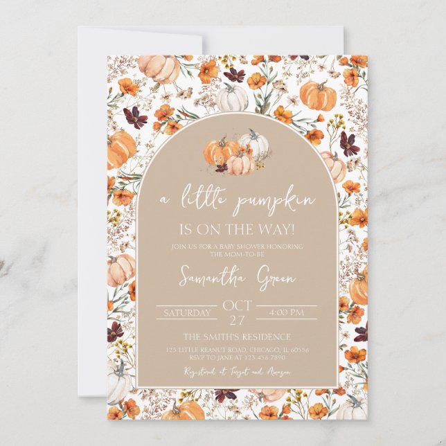 Girl Boho Pumpkin Baby Shower Inbjudningar (Framsida)