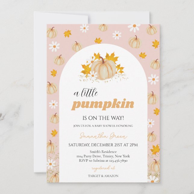 Girl Boho Pumpkin Baby Shower Inbjudningar (Framsida)