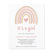 Girl Boho Rainbow Budget Baby Shower-inbjudan