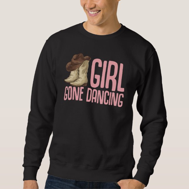 Girl Borta Dancing Line Dancer Women Boots Hat Lin Lång Ärmad Tröja (Framsida)
