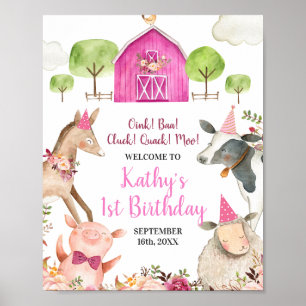 Girl Boskap Barnyard 1:a födelsedag Poster