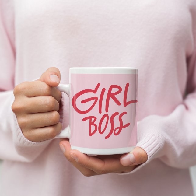 Girl Boss Bold Typography Red & Pink Feminine Kaffemugg (Skapare uppladdad)