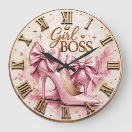 Girl Boss Pink High Heels Stor Klocka