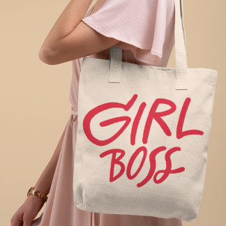 Girl Boss Red Bold Typography Script Feminine Tygkasse