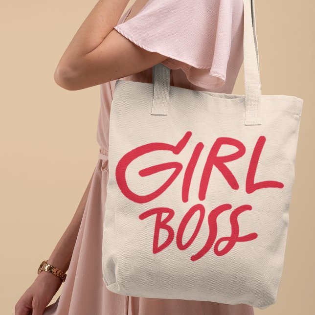 Girl Boss Red Bold Typography Script Feminine Tygkasse (Skapare uppladdad)