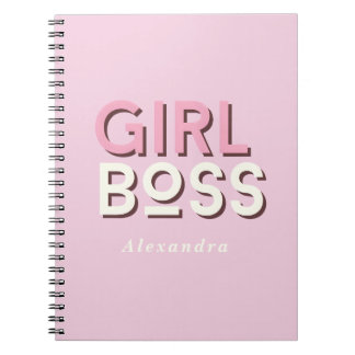Girl Boss Retro Minimal Pink Notebook Anteckningsbok