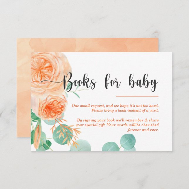 Girl Botanical teal and orange Books for baby Inbjudningar (Fram/baksida)
