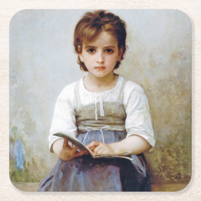 Girl, Bouguereau Underlägg Papper Kvadrat (Framsidan)