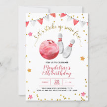 Girl Bowling Birthday-inbjudan