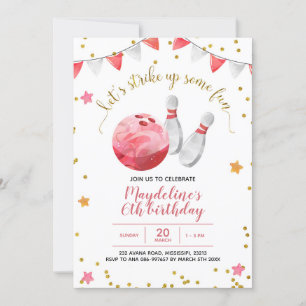 Girl Bowling Birthday-inbjudan Inbjudningar