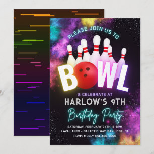 Girl Bowling Party-inbjudan   Skiljinbjudan Inbjudningar