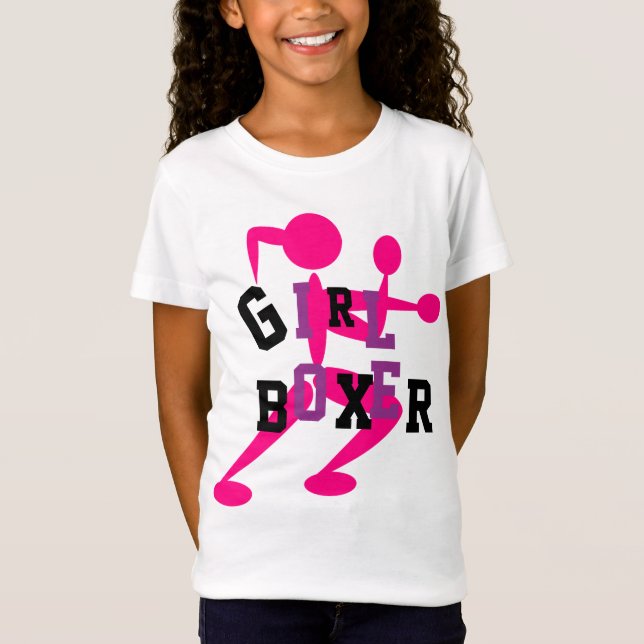 GIRL BOXER Tshirt Lila Rosa ADD NAMN på baksidan Tee (Framsida)