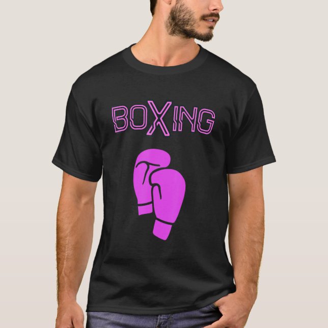 Girl Boxer Woman Boxing Shock rosa Boxing Handskar T Shirt (Framsida)
