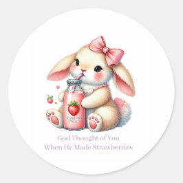 Girl Bunny Christian Round Stickers Runt Klistermärke