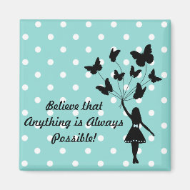 Girl Butterfly Balloons Dream Motivation Simple Magnet