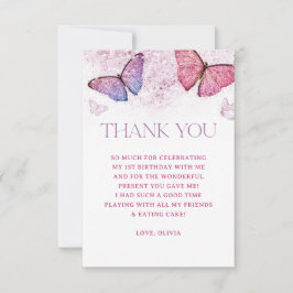 Girl Butterfly Theme 1st Birthday Party Tack Kort