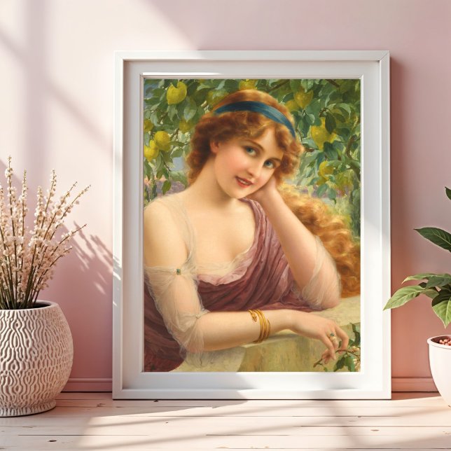 Girl by Lemon Träd by Emile Vernon Poster (Skapare uppladdad)