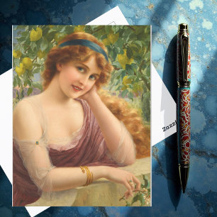 Girl by Lemon Träd by Emile Vernon Vykort