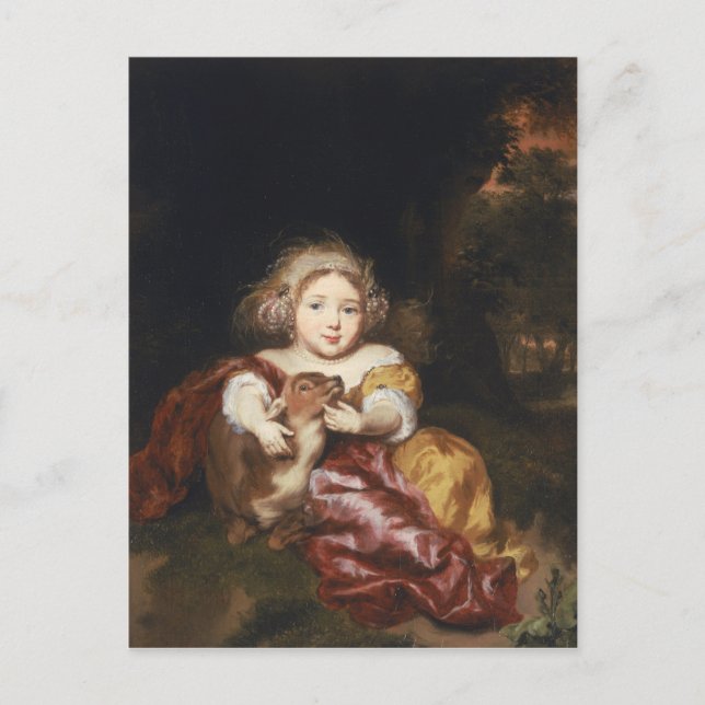 Girl Caressing a Fawn Vykort (Framsida)