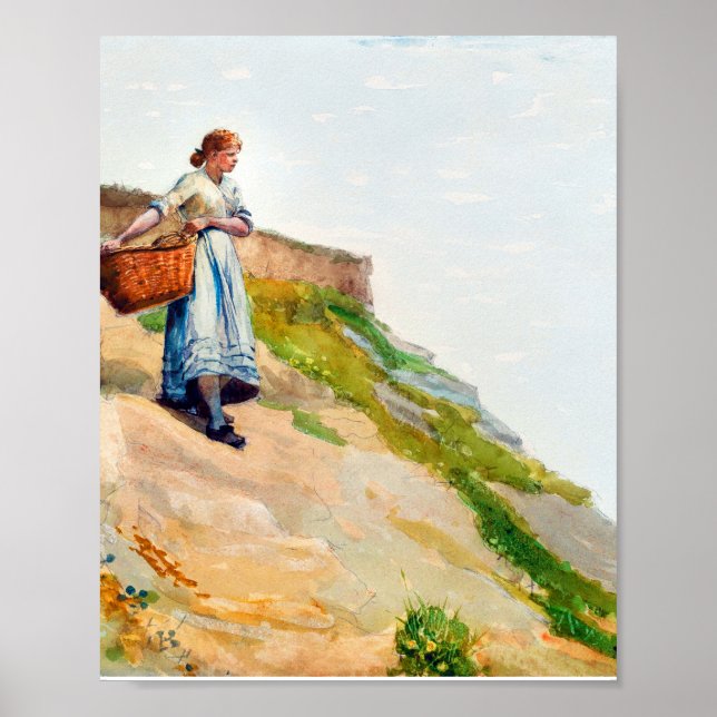 Girl Carriage a Basket by Winslow Homer Poster (Framsidan)