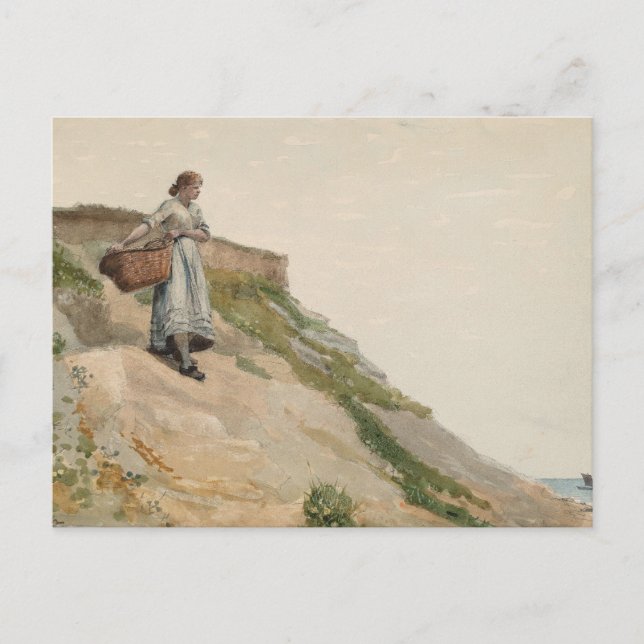 Girl Carriage a Basket | Winslow Homer Vykort (Framsida)