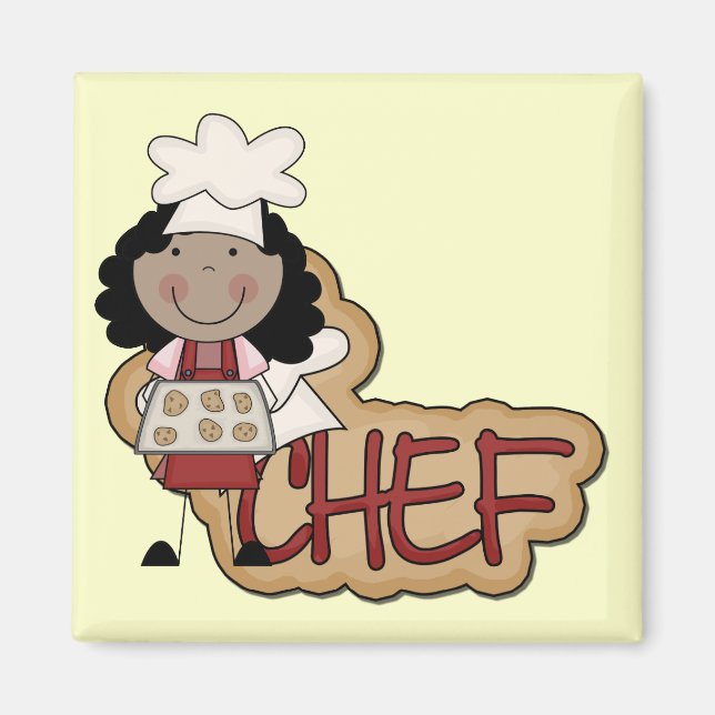 Girl Chef African American Tshirts and Gifts Magnet (Framsidan)